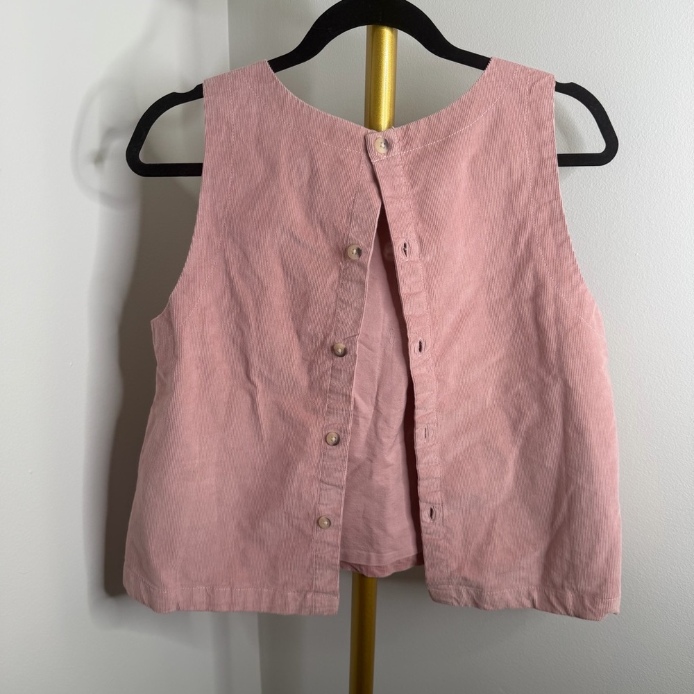 Pact Organic Cotton Pink Boxy Button Back Tank - Picture 5 of 5